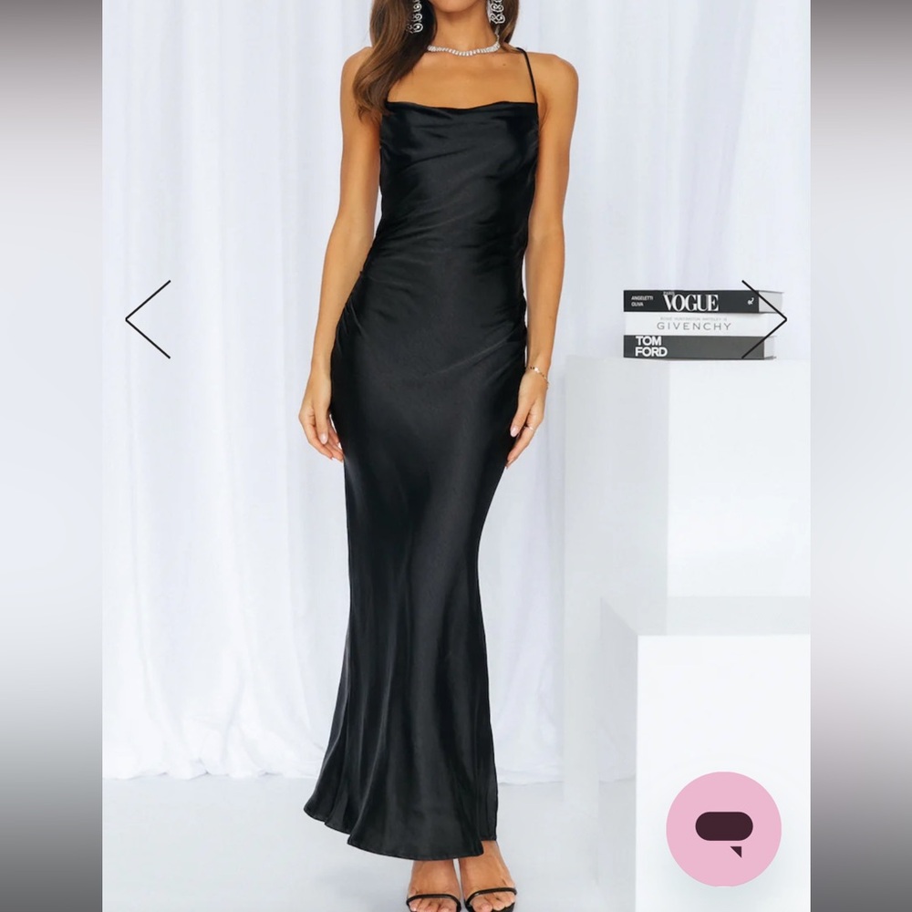 LIKE NEW Hello Molly Kissin All Night Satin Maxi Dress black